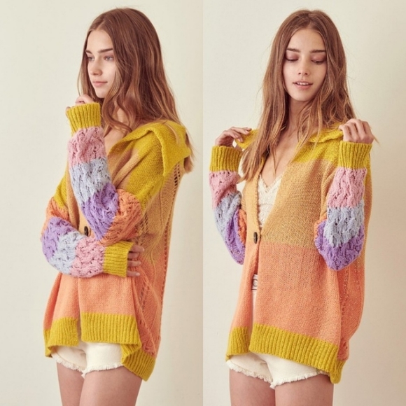 Sweaters - Last One HP x2❣️Color Block Cardigan